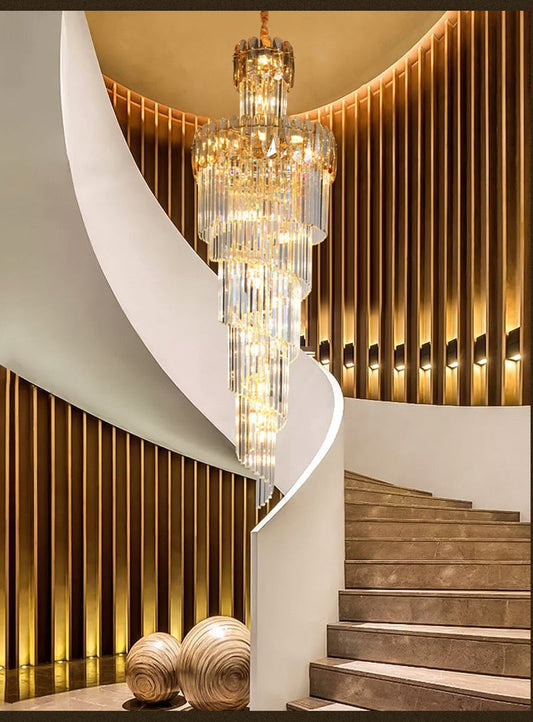 Spiral crystal chandelier for staircase, living room, lobby , stairwell