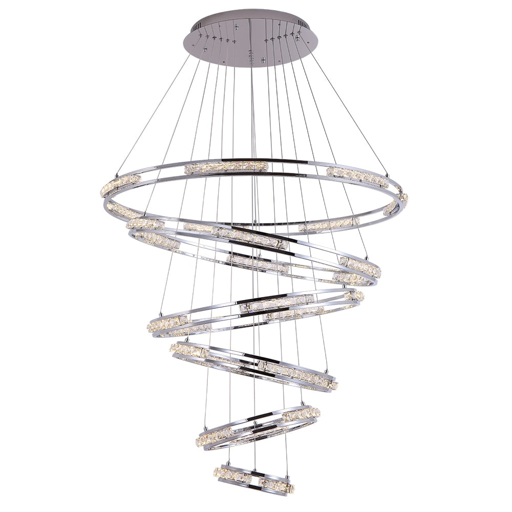 Luxury ring LED chandelier for staircase, foyer, living space , stairwell