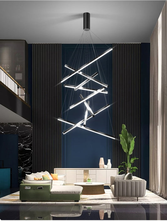 Black led chandelier for living room, staircase, dining room, stairwell