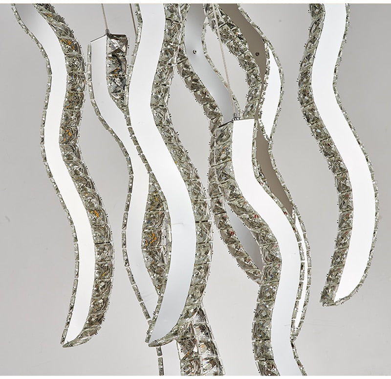 Crystal wave light fixture for staircase, hall, dining room , stairwell