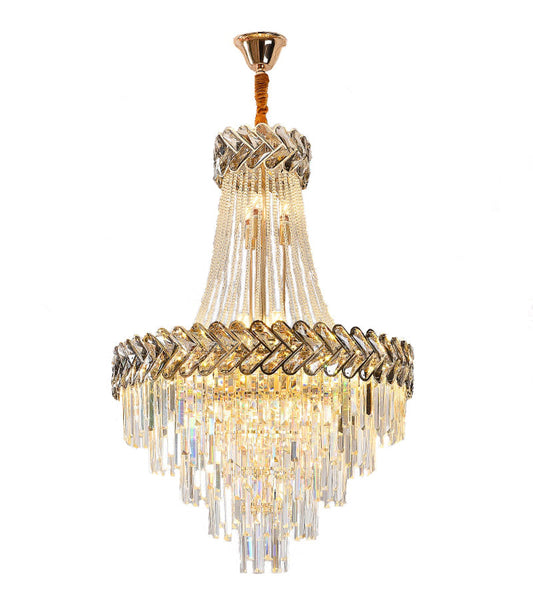 Large crystal lamp for staircase, lobby, living space, stairwell. Luxury loft chandelier