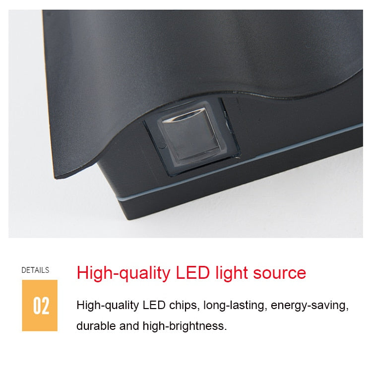Black Waterproof Outdoor Aluminum LED Wall Lamp For Garden, Villa, Porch