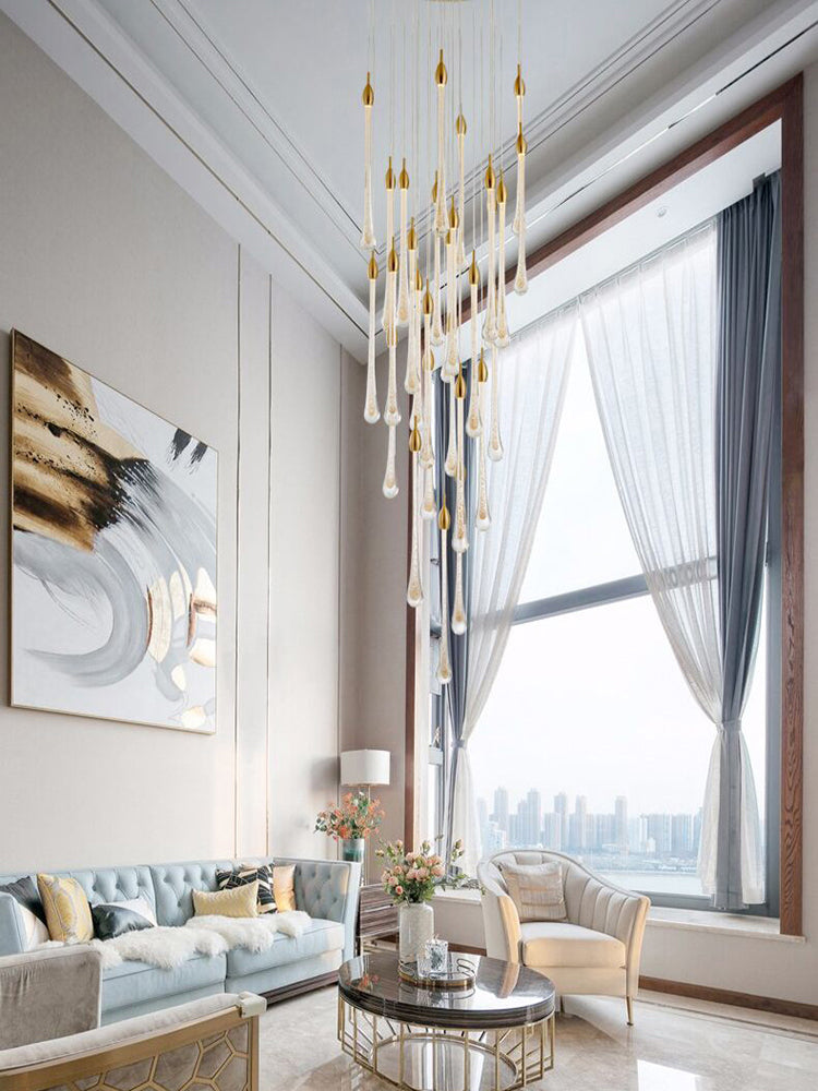 Luxury modern crystal chandelier for staircase, living space, bathroom, stairwell