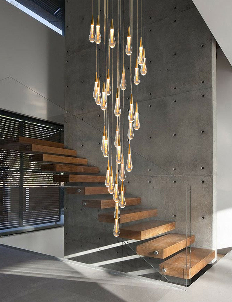 Long hanging crystal lamp for luxury living room, staircase, dining room, stairwell