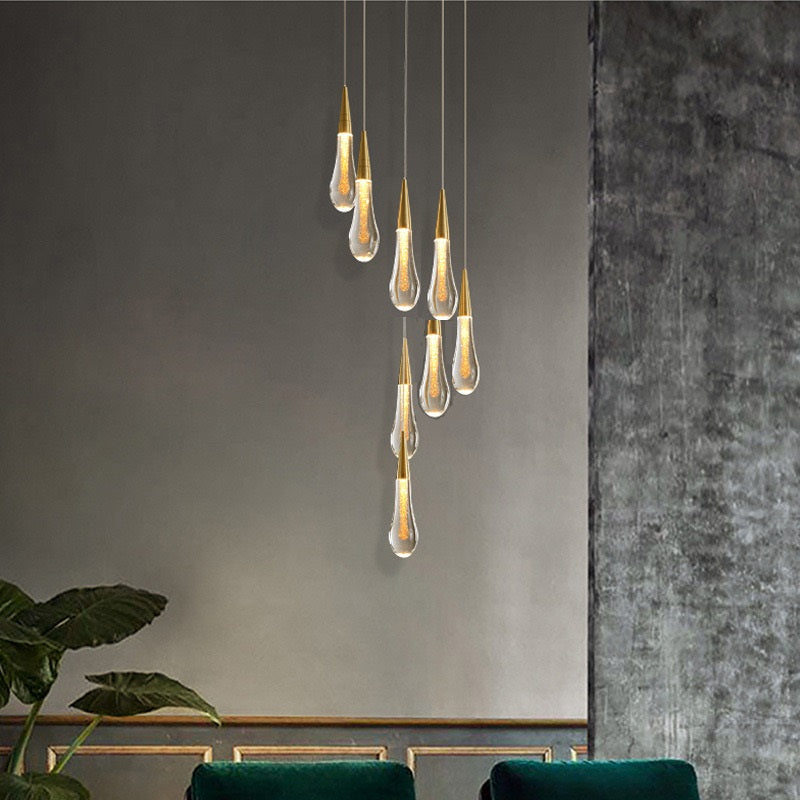 Long hanging crystal lamp for luxury living room, staircase, dining room, stairwell