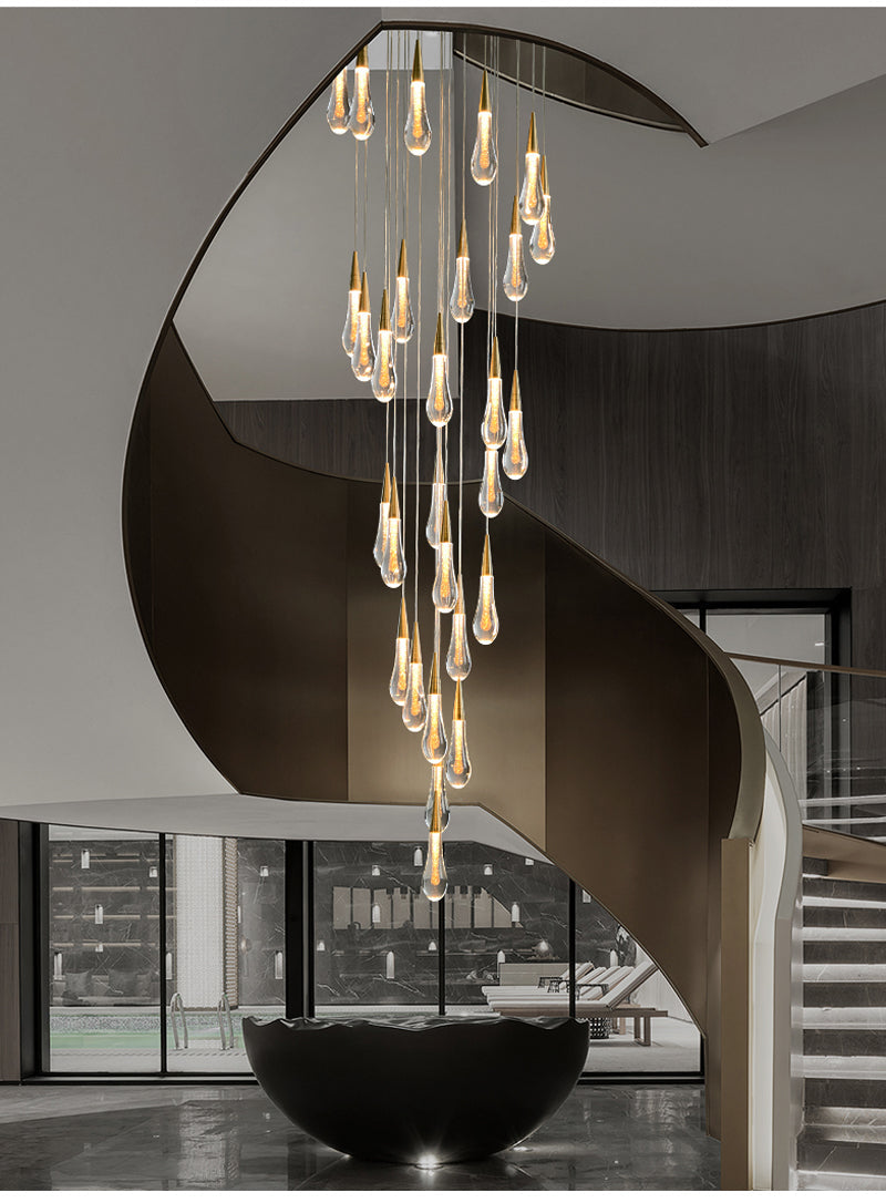 Long hanging crystal lamp for luxury living room, staircase, dining room, stairwell