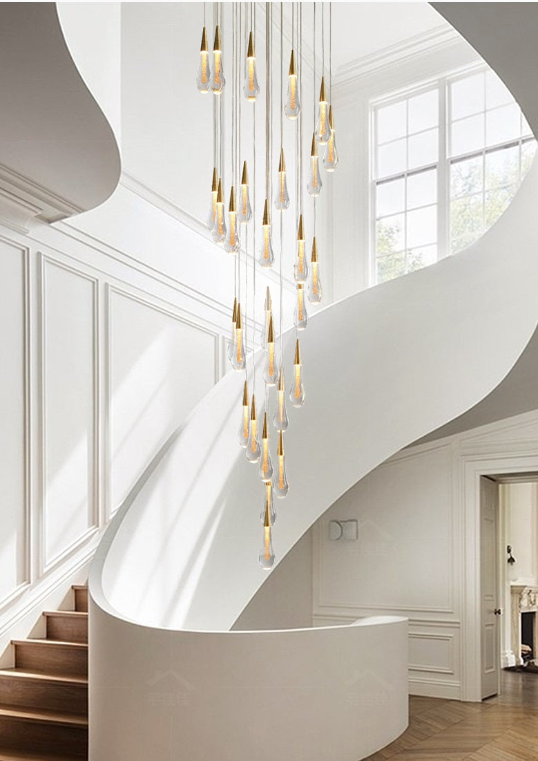 Long hanging crystal lamp for luxury living room, staircase, dining room, stairwell