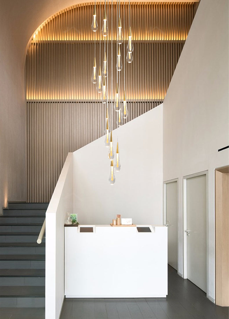 Long hanging crystal lamp for luxury living room, staircase, dining room, stairwell