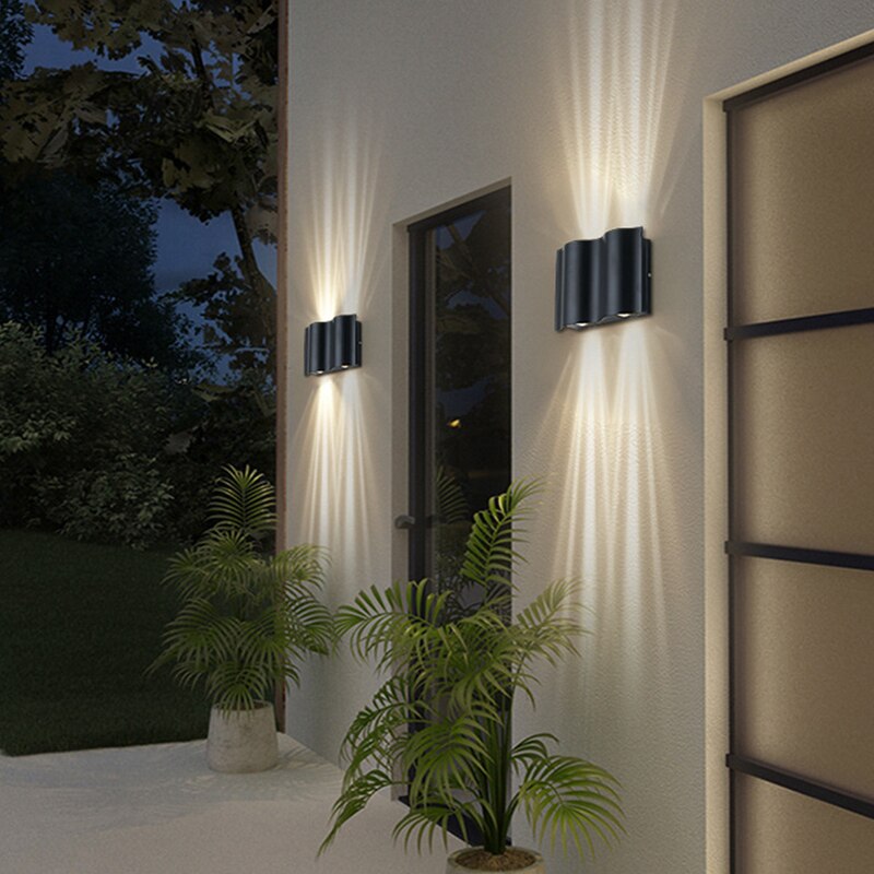 Black Waterproof Outdoor Aluminum LED Wall Lamp For Garden, Villa, Porch