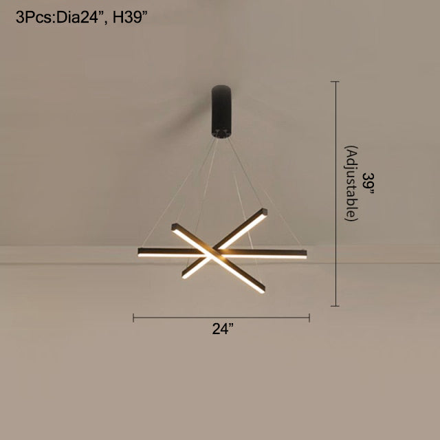 Black led chandelier for living room, staircase, dining room, stairwell
