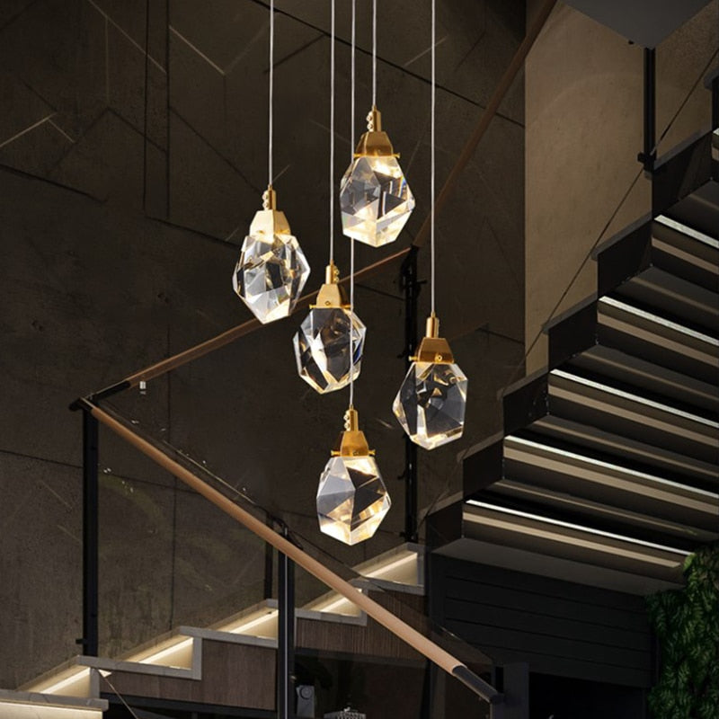 Luxury diamond crystal chandelier for staircase, living space , stairwell