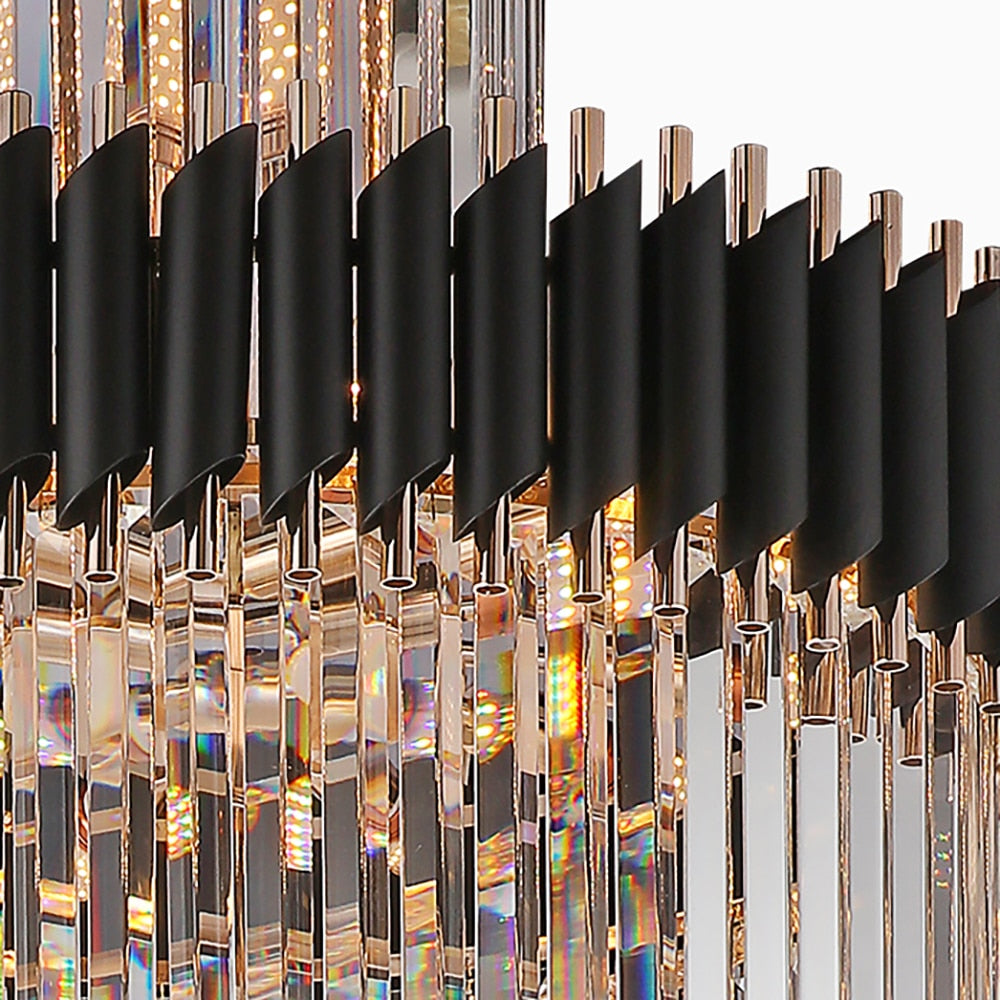 Crystal Black Designer LED Chandelier for lobby, foyer, staircase, living room , stairwell