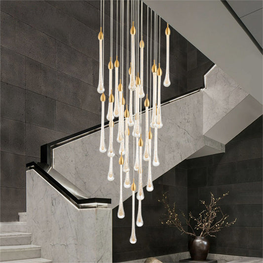 Luxury modern crystal chandelier for staircase, living space, bathroom, stairwell