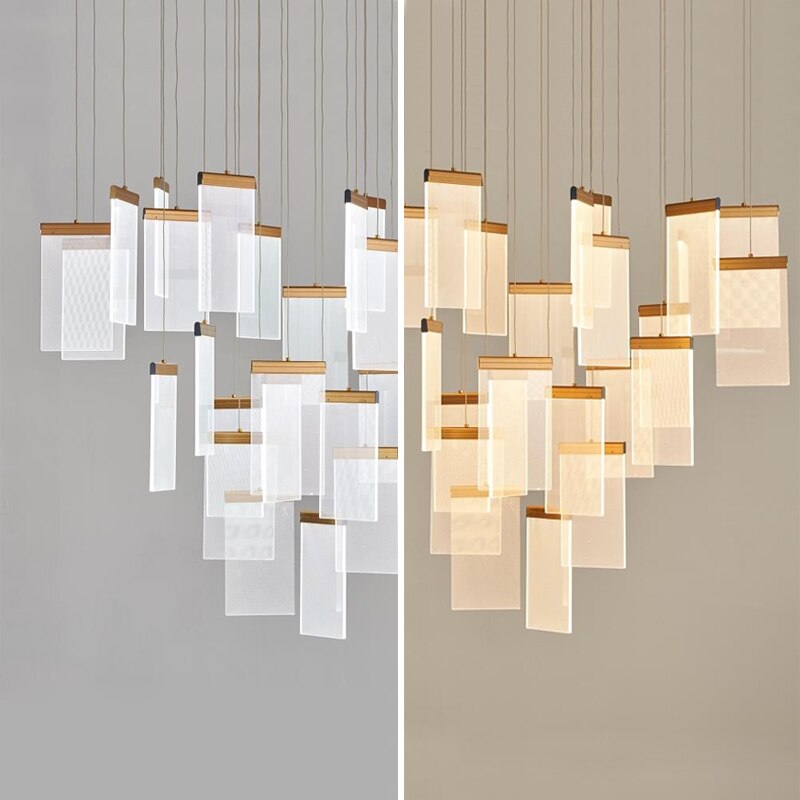 Luxury modern LED chandelier for staircase, lobby, living room, stairwell