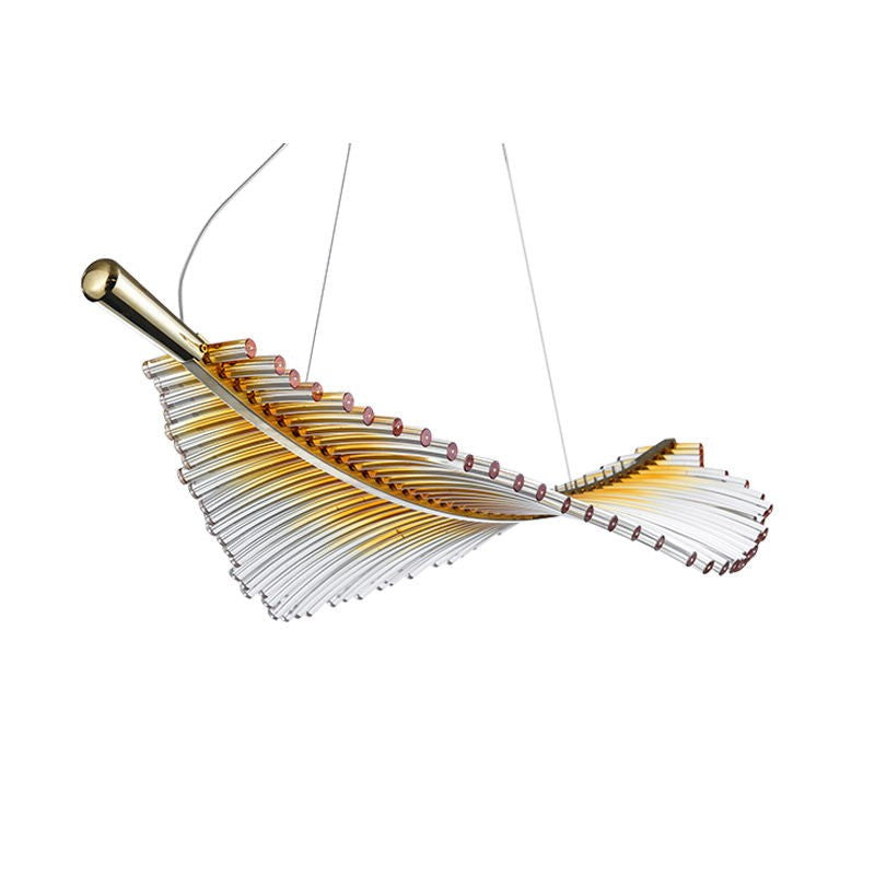 Modern Creative Leaf LED Chandelier Luxury Gold Kitchen Island Acylic Lighting Hanging Fixtures Dining Room Home Bar Art Lamps