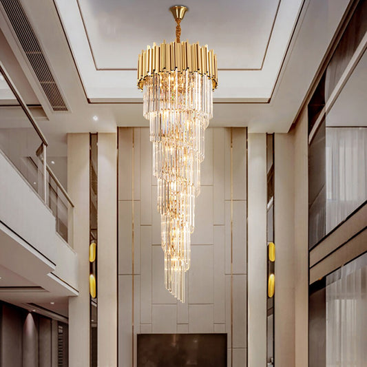 Modern cascade chandelier for staicase, lobby, hall, foyer, stairwell