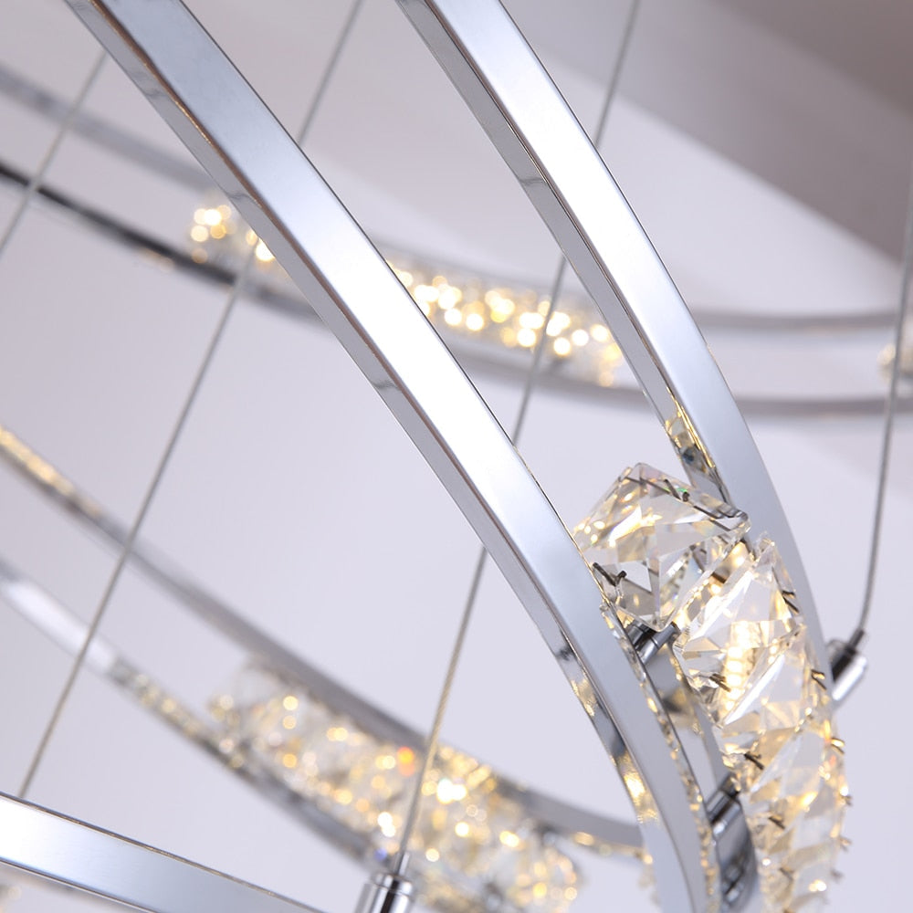 Luxury ring LED chandelier for staircase, foyer, living space , stairwell