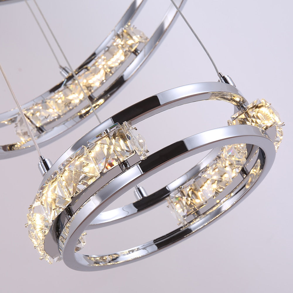 Luxury ring LED chandelier for staircase, foyer, living space , stairwell