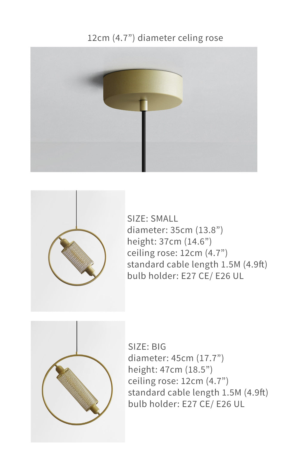 Chiswick Hoop Minimalist Brass Fitting Pendant Light