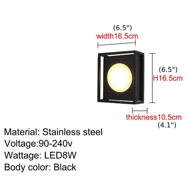 Outdoor Black Waterproof High LED Stainless Steel Wall Lamp For Courtyard