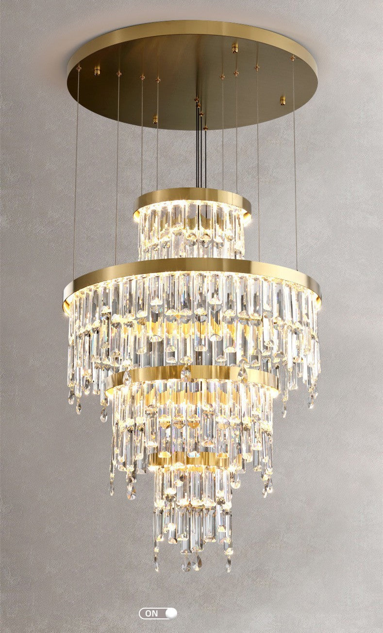Luxury Gold Large Ring Crystal Chandelier For Hotel, Stairwell, Lobby, Staircase