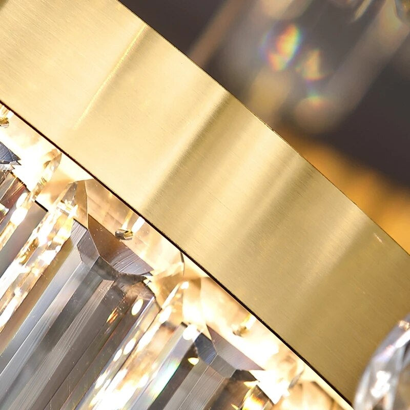 Luxury Gold Large Ring Crystal Chandelier For Hotel, Stairwell, Lobby, Staircase