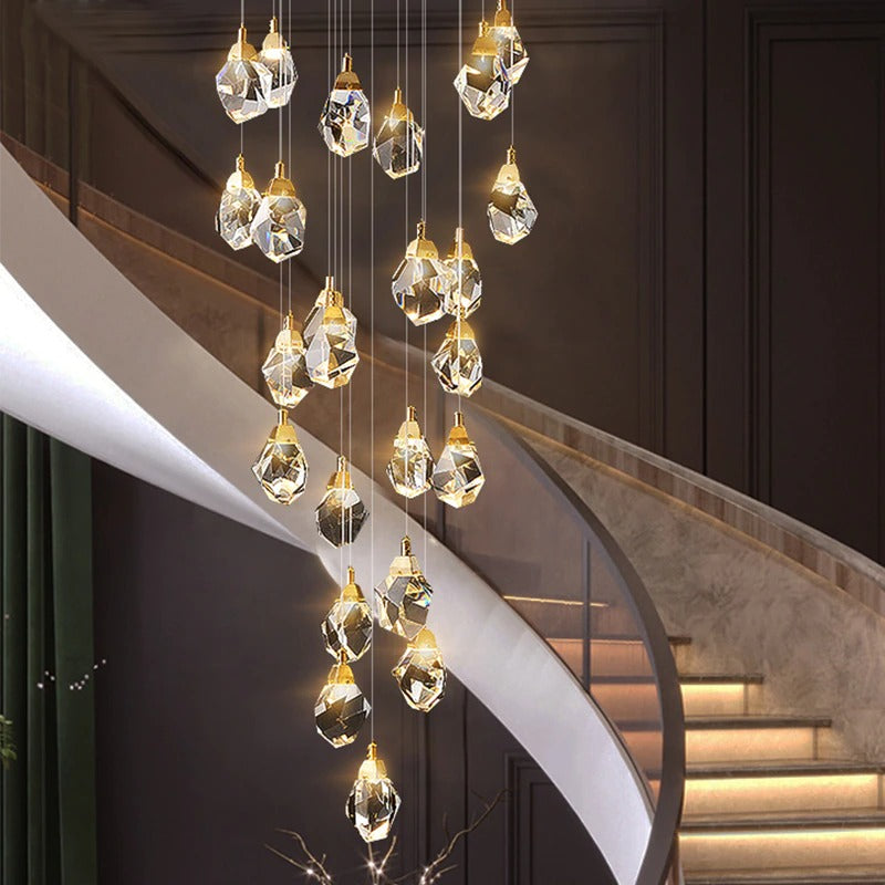 Luxury diamond crystal chandelier for staircase, living space , stairwell