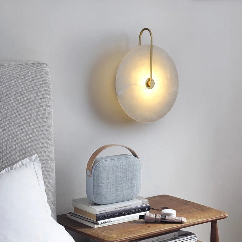 Alabaster round marble wall lamp