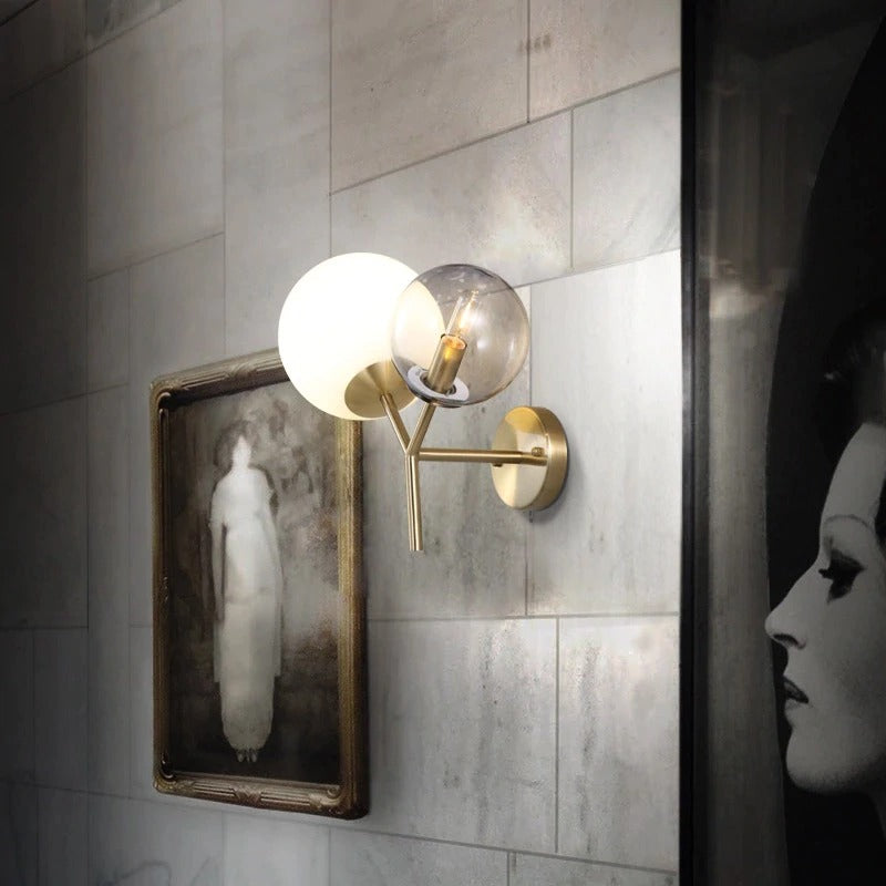 Nordic smoke and white glass wall lamp - Lodamer