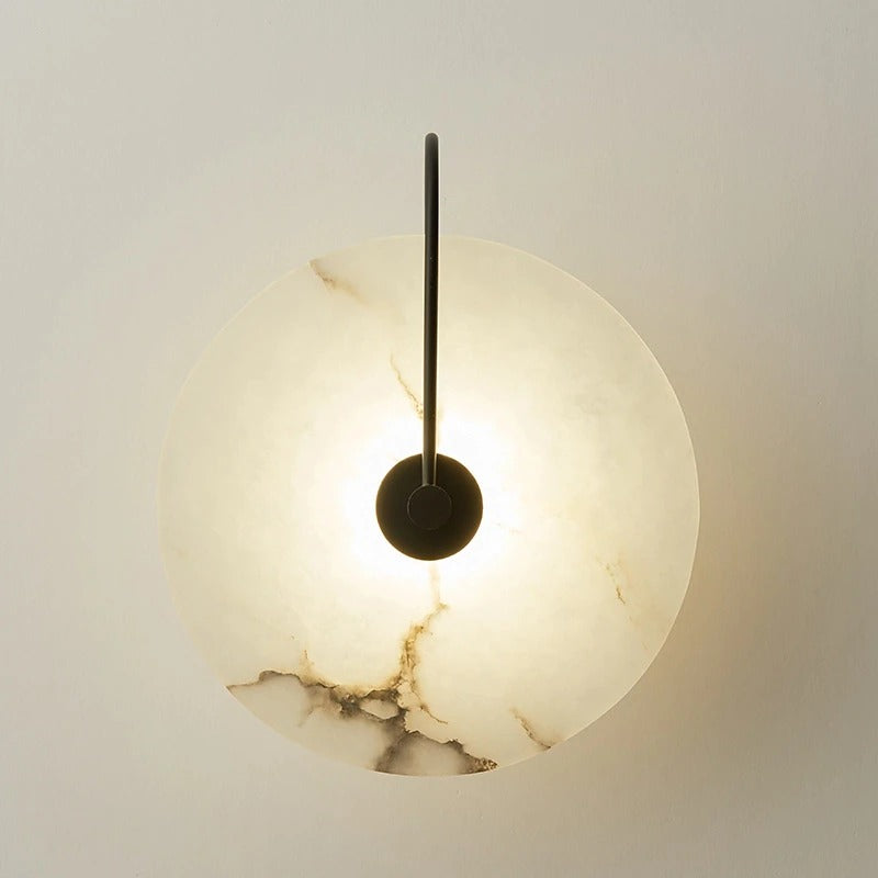 Alabaster round marble wall lamp