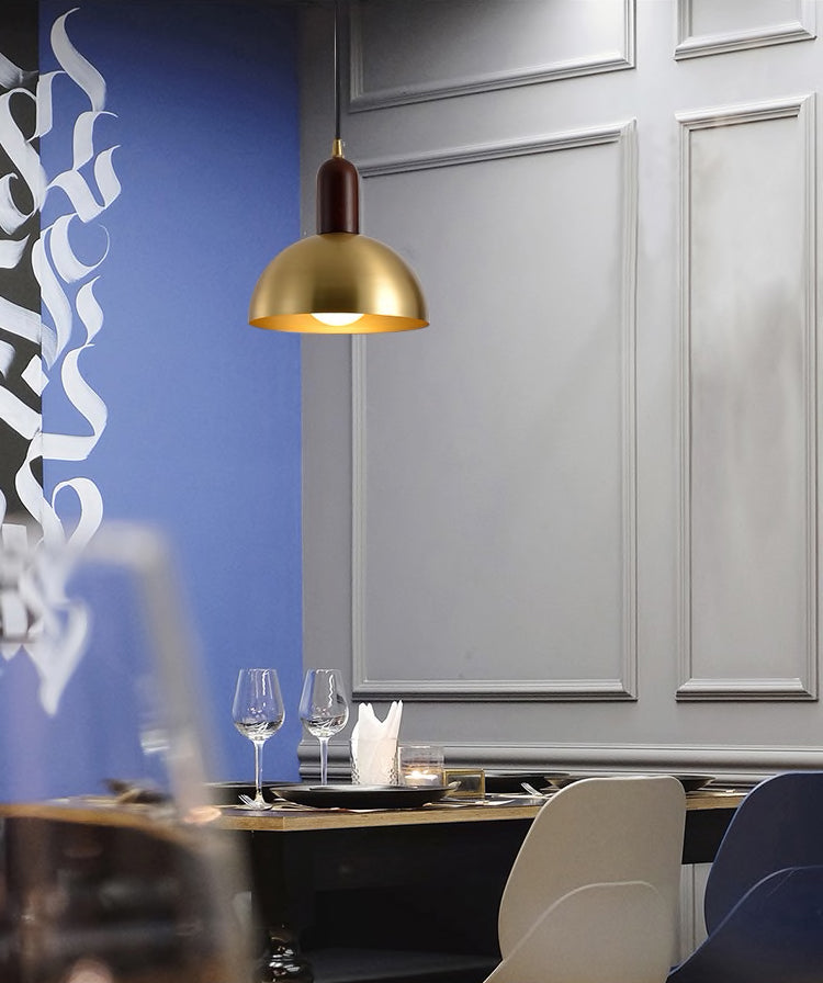 Cusi Wooden Brass Pendant Light