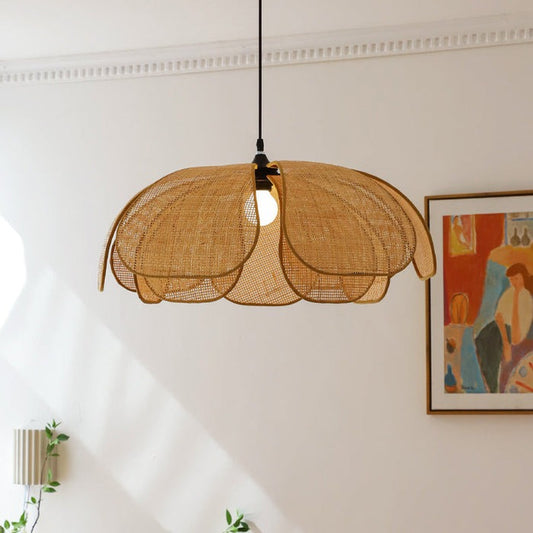 Rattan Petal Rustic Wicker Pendant Light