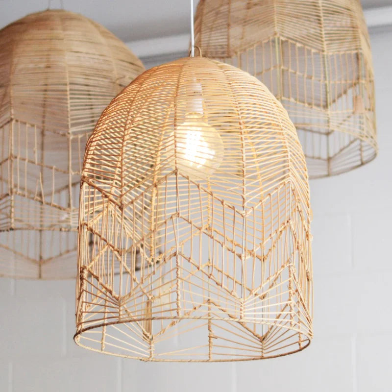 Nordic Rattan Pendant Lamp Shade Designer Hanging Light