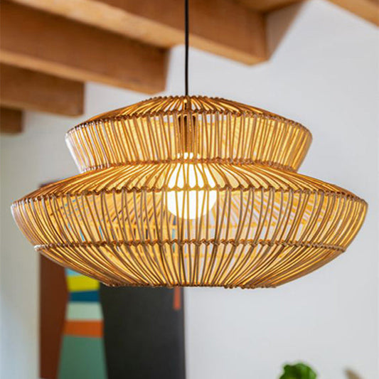 Japanese Style Art Rattan Weaving Pendant Light