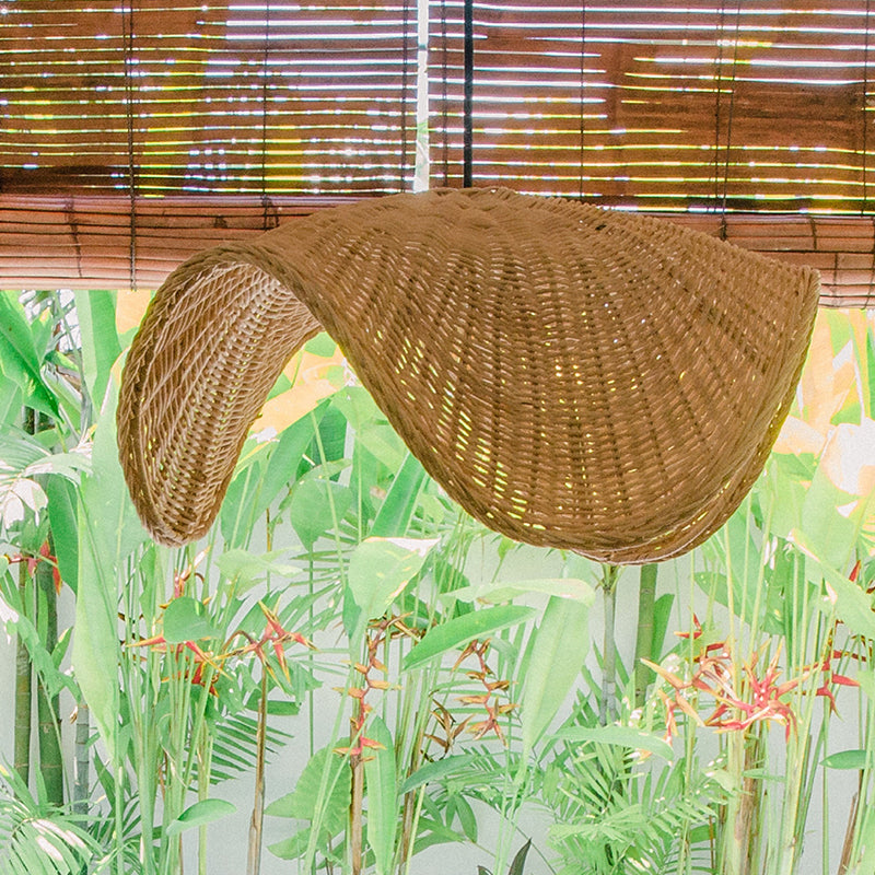 Hat Shape Rattan Lampshade Farmhouse Pendant Lighting