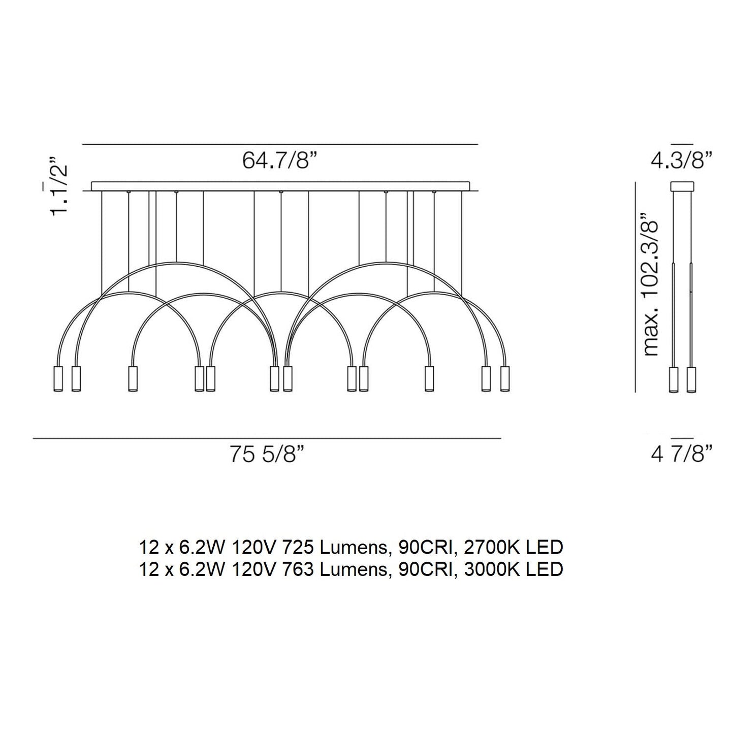 Volta L165.3D2T Linear Pendant Light