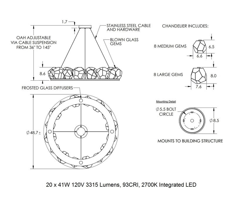 Gem Large Ring Chandelier