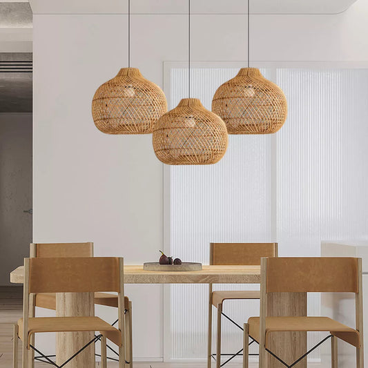 Handmade Wicker Pendant Lampshade Rustic Woven Rattan Pendant Light