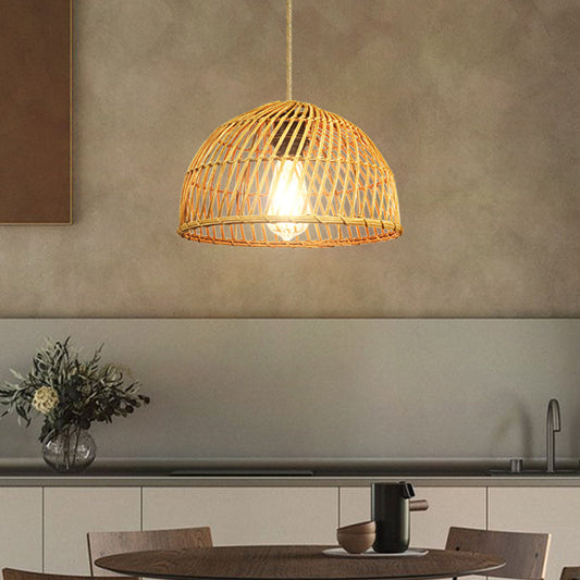 Hand-Woven Rattan Basket Pendant Light