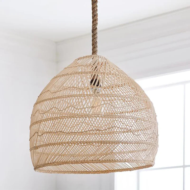 Handmade Hemp Rope Hanging Ceiling Lights Rattan Kitchen Pendant Light