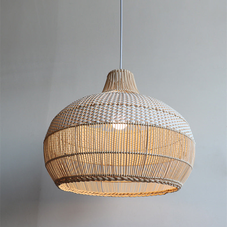 Handwoven Rattan Kitchen Island Pendant Lighting Wicker Lamp Shade