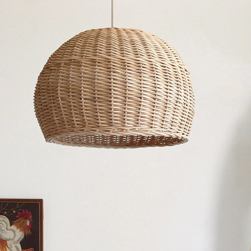 Rattan Basket Pendant Light Wicker Farmhouse Woven Pendant Lampshade