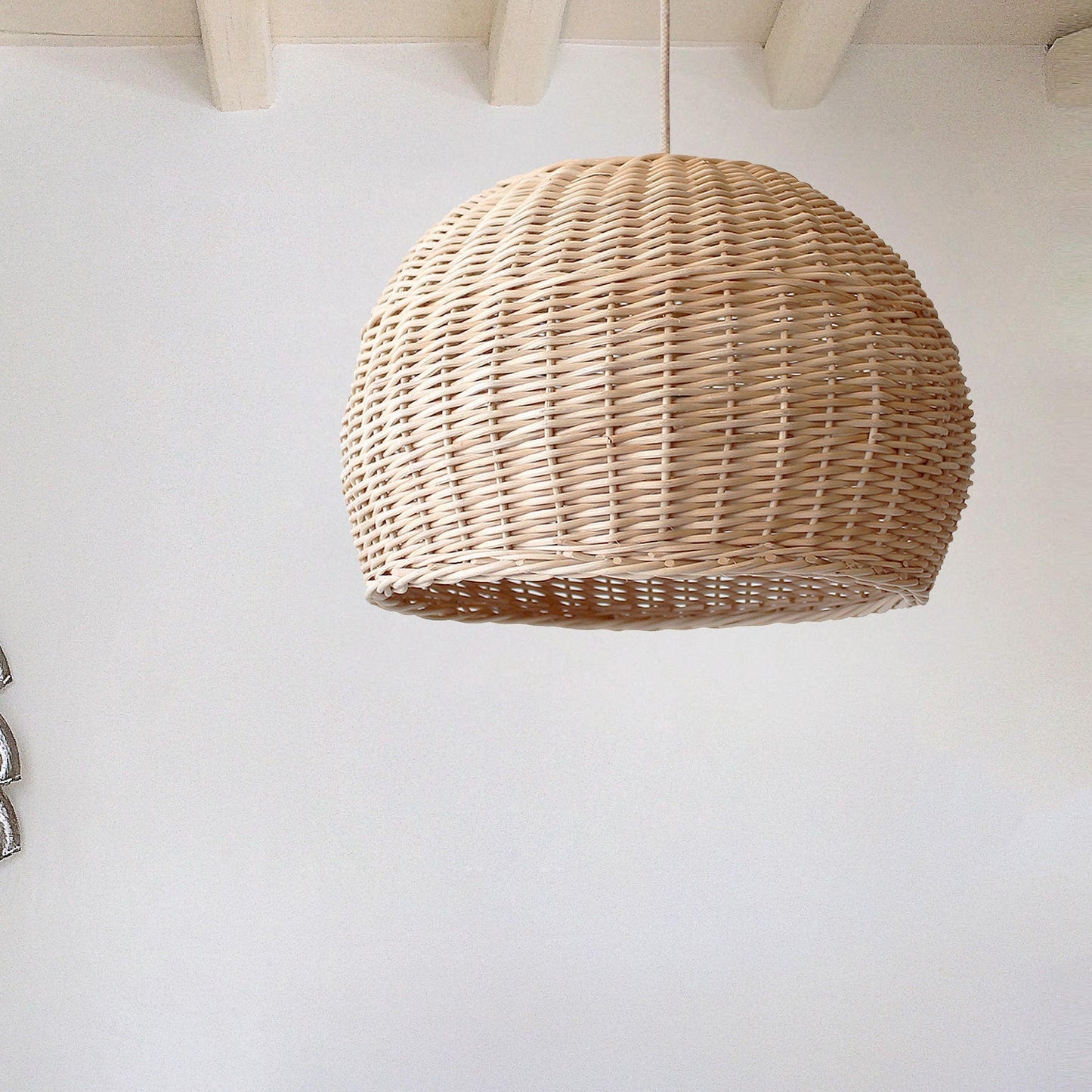 Rattan Basket Pendant Light Wicker Farmhouse Woven Pendant Lampshade