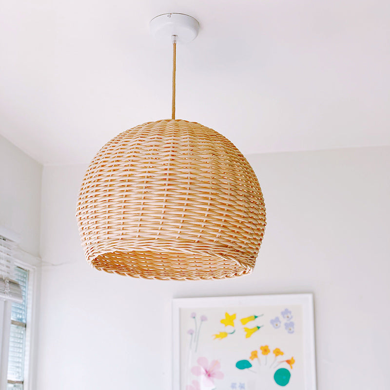 Rattan Basket Pendant Light Wicker Farmhouse Woven Pendant Lampshade