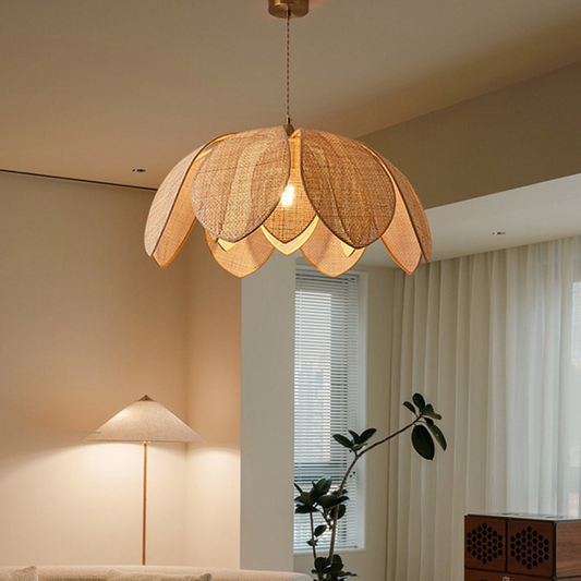 Wabi-sabi Petal Shape Rattan Pendant Light