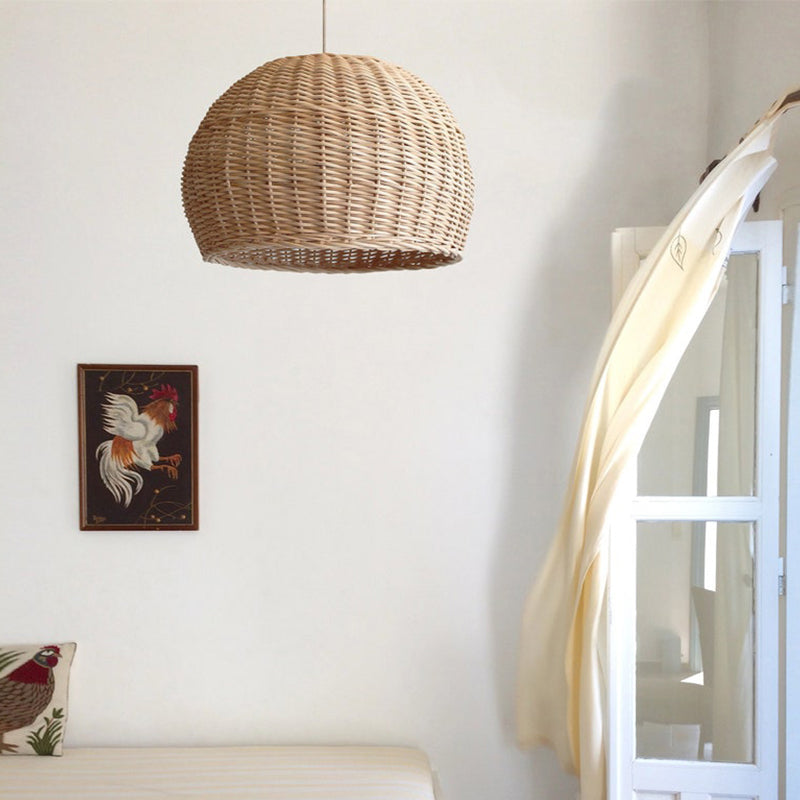 Rattan Basket Pendant Light Wicker Farmhouse Woven Pendant Lampshade