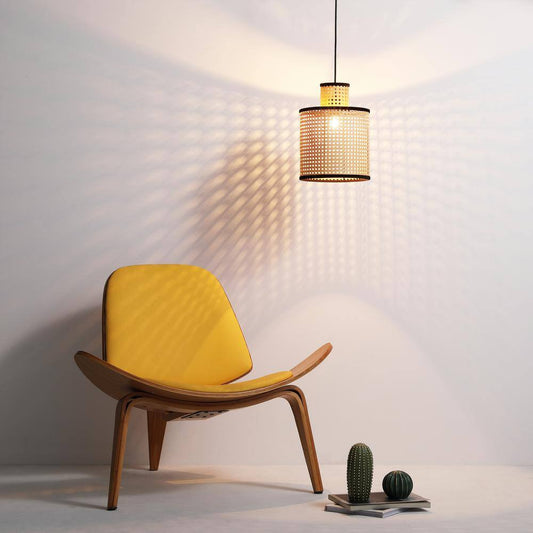 Minimalist Rattan Pendant Lampshade Handwoven Hanging Light