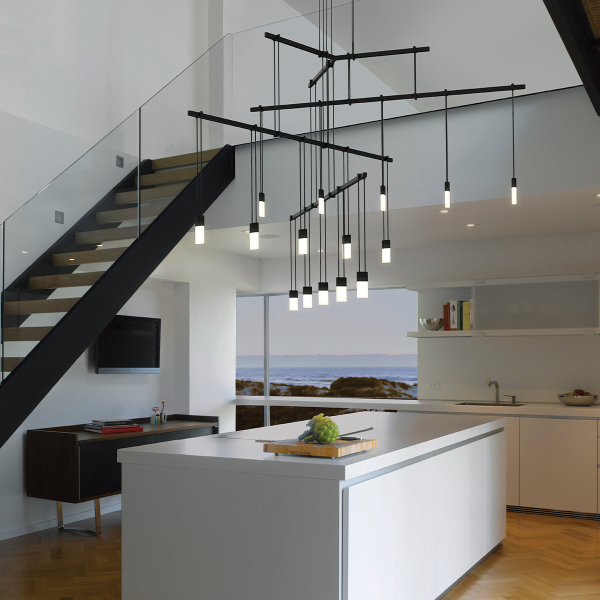 Suspenders Tri-Bar 36 inch Multi Light Pendant Light