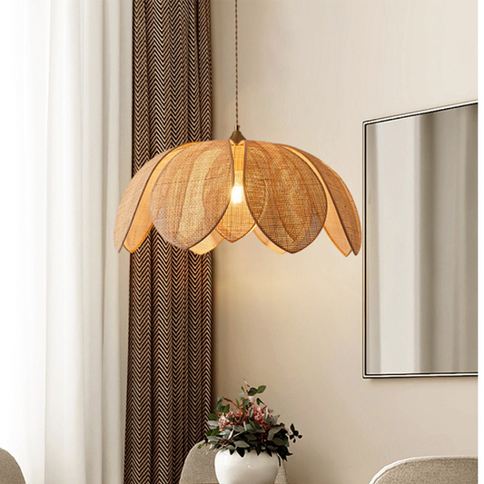 Wabi-sabi Petal Shape Rattan Pendant Light