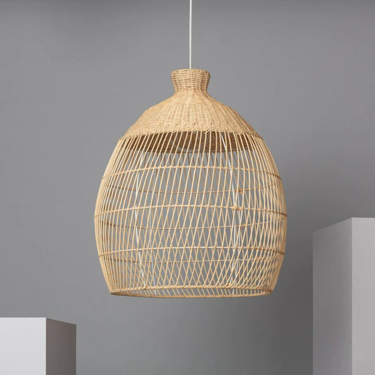 Handmade Woven Rattan Pendant Light Over Island